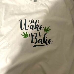 White Graphic Tee with Green Accents